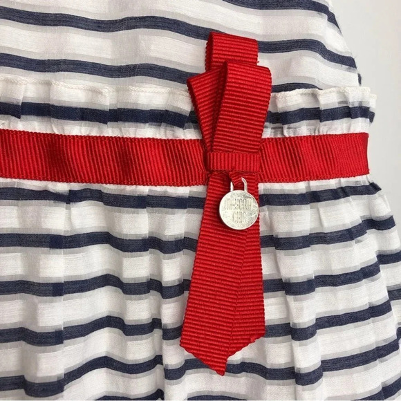 Mayoral Chic dress flutter sleeve blue and white stripe size 18 months - Picture 7 of 9